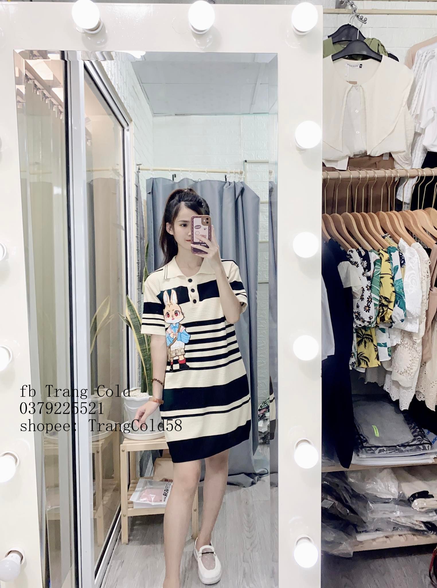 Váy len suông thêu thỏ hàng QC ( ảnh thật shop tự chụp )