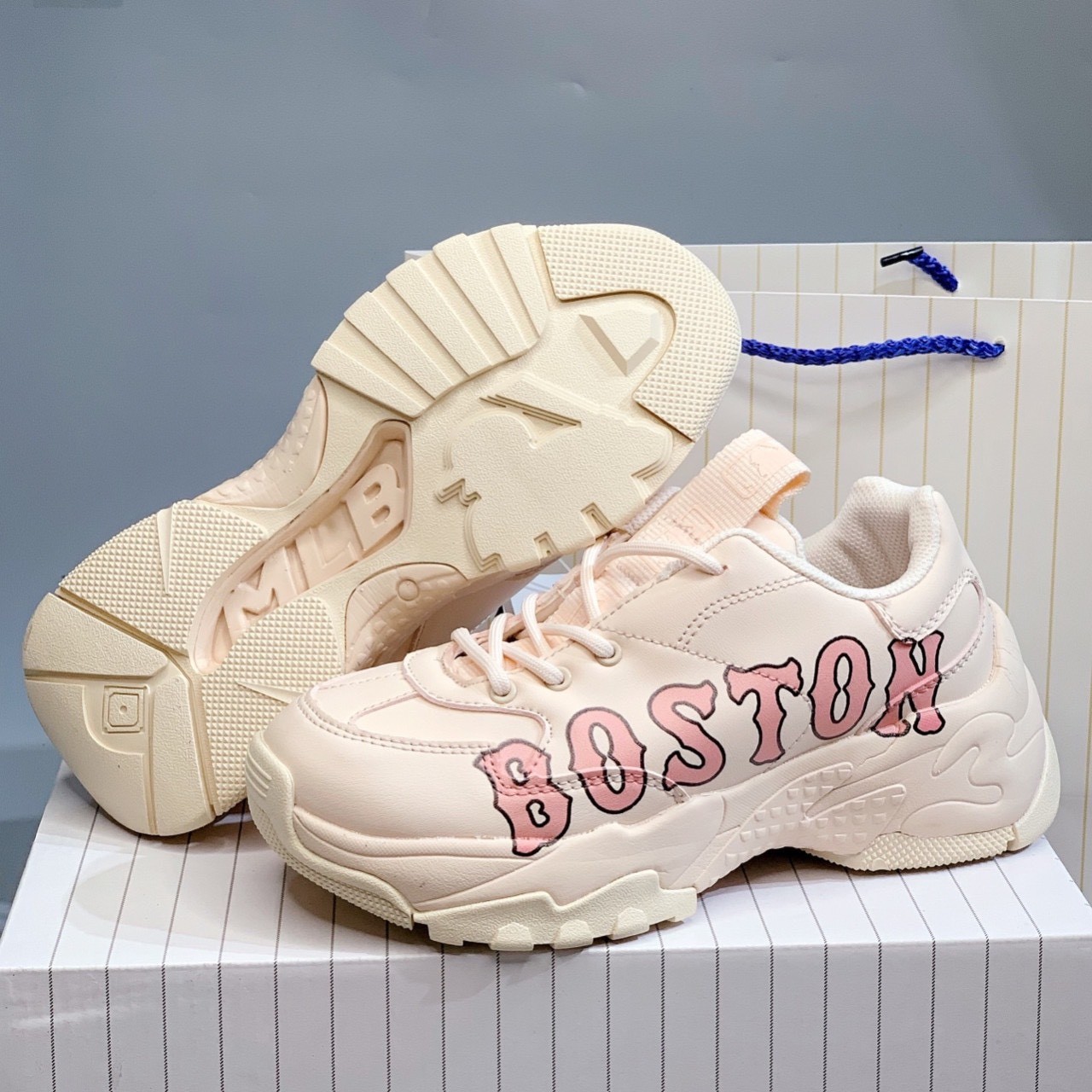 Giày Sneaker MLB Boston màu hồng ( full box)