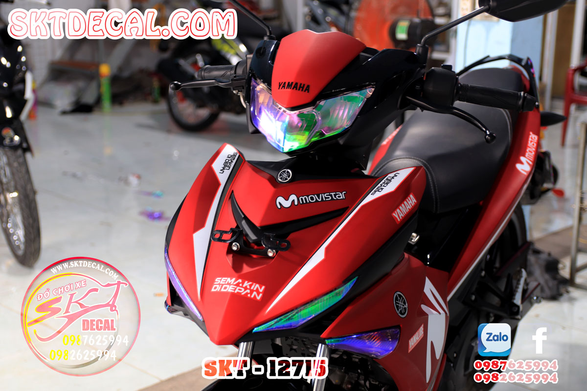 tem rời Exciter 150 trắng đỏ Movistar