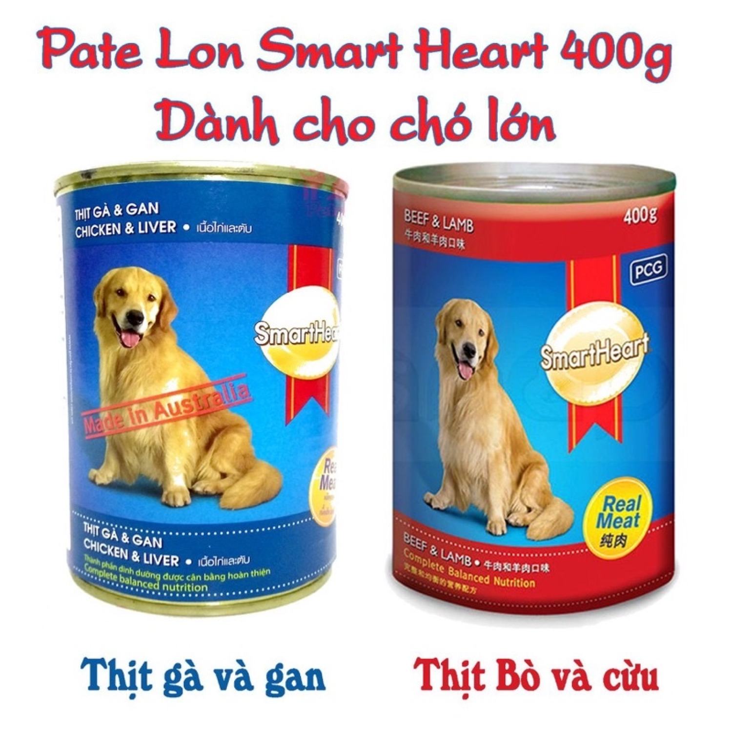[ 400gr ] Pate lon Smartheart cho chó trưởng thành