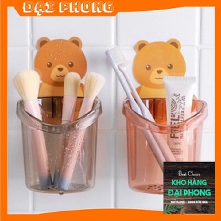 Cốc Đa Năng Dán Tường Nhà Tắm Hình Con Gấu Dễ Thương có lỗ thoát nước nhựa việt nhật