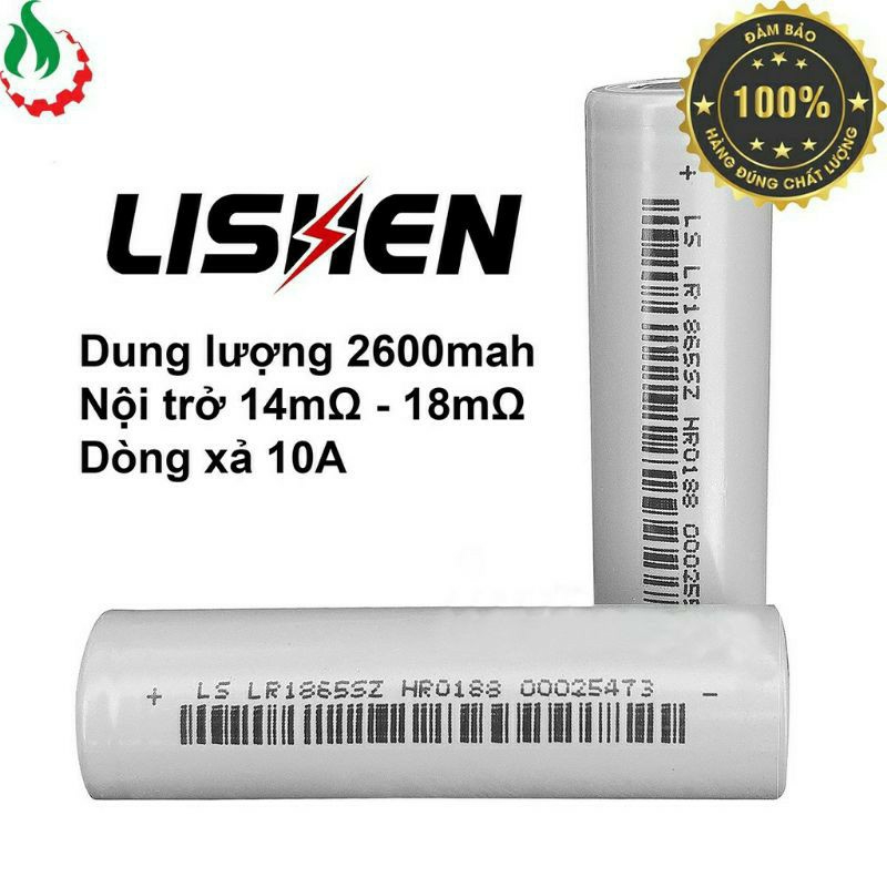 8 cell pin 18650 Lishen 2600mah 5C xả cao (12,5A) - Hàng chính hãng mới 100%