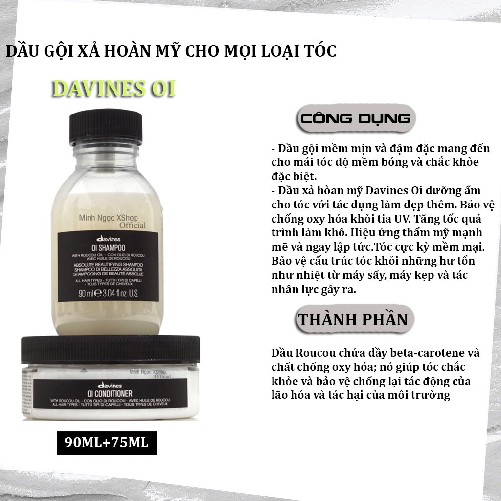 Dầu gội xả hoàn mỹ cho mọi loại tóc Davines Oi 90ML + 75ML