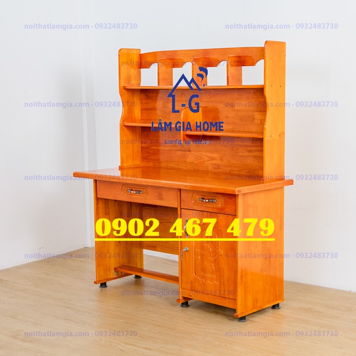 Bàn học sinh gỗ thông nâu đậm 1m có ghế bán kèm