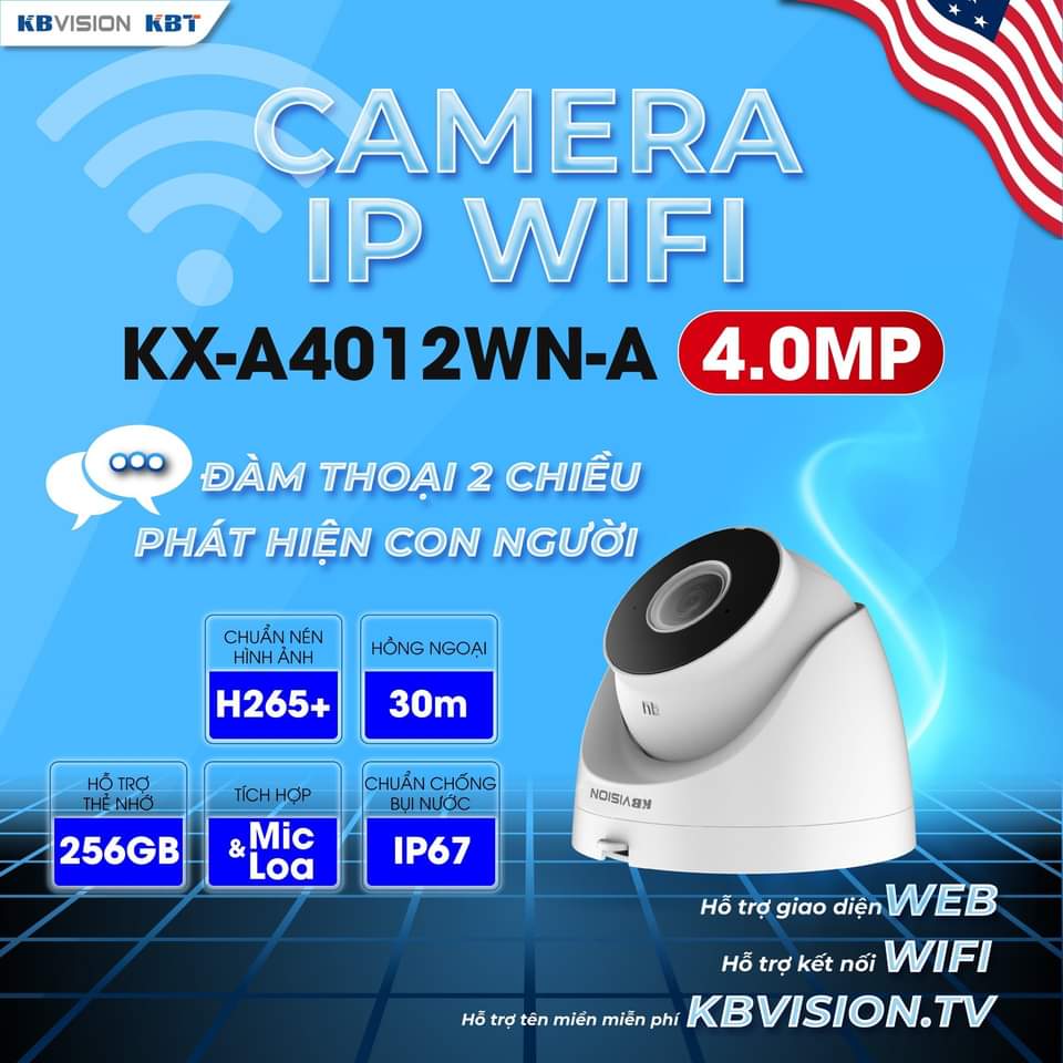 Camera IP WIFI KBVISION KX-A4012WN-A dome 4.0MP