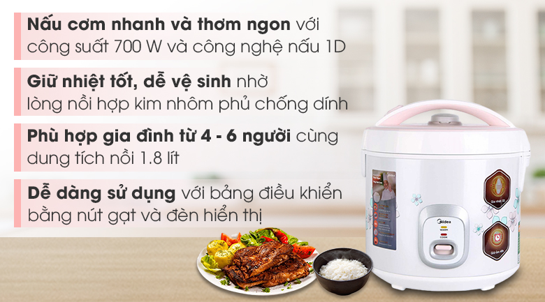 Nồi cơm điện Midea 1.8 lít MR-CM1825