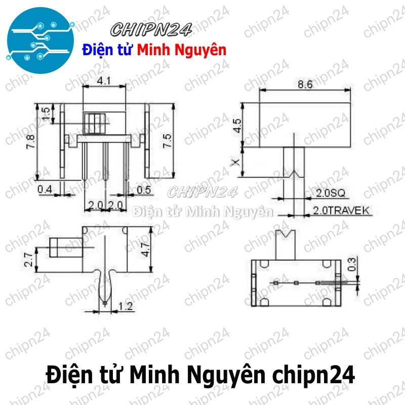 [5 cái] (K85) Công Tắc Gạt 2mm SK12D07 VG3 Cong (3 chân 2 vị trí) - HH000553
