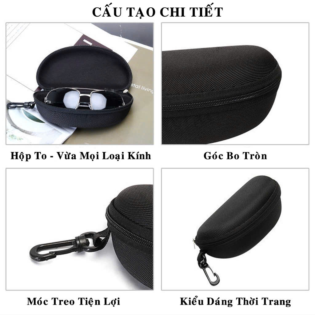 Hộp Đựng Kính Thể Thao Cao Cấp - Bao Vải Dây Kéo Đựng Mắt Kính Có Móc Treo Để Vừa Kính Bảo Hộ Size Lớn Nhất