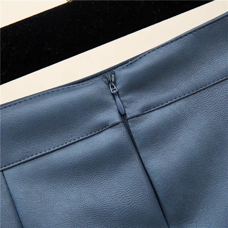 chân váy da xanh trơn size L eo dưới 70