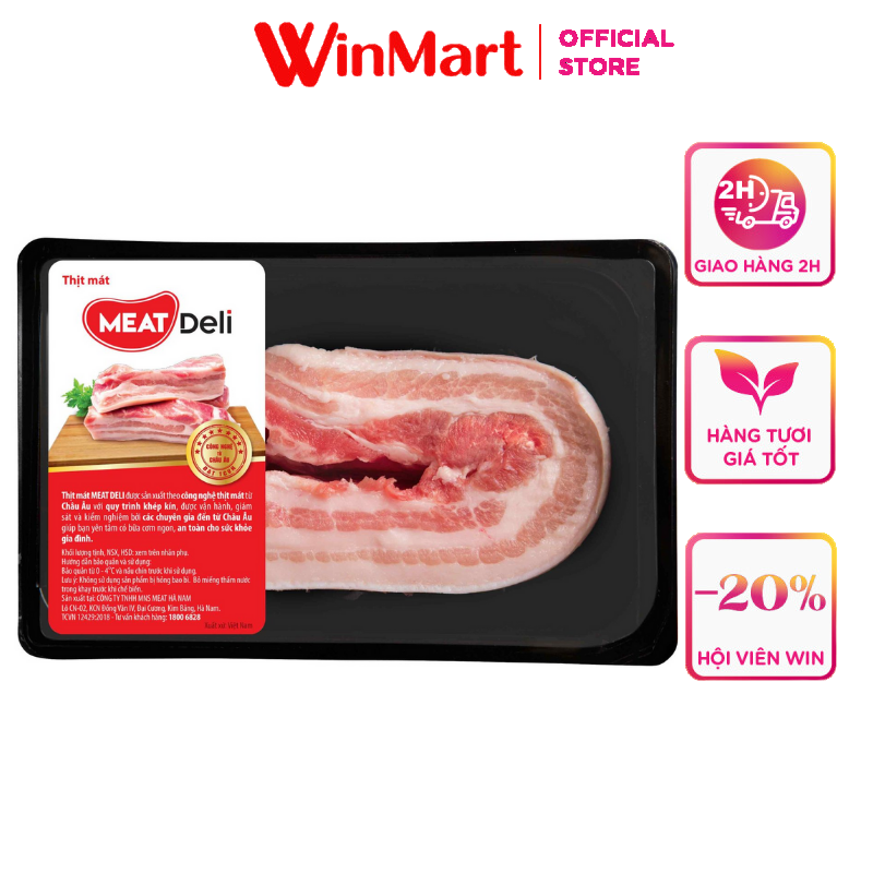 [Siêu thị WinMart] - Ba rọi heo Meat deli (S) khay (350-385g)