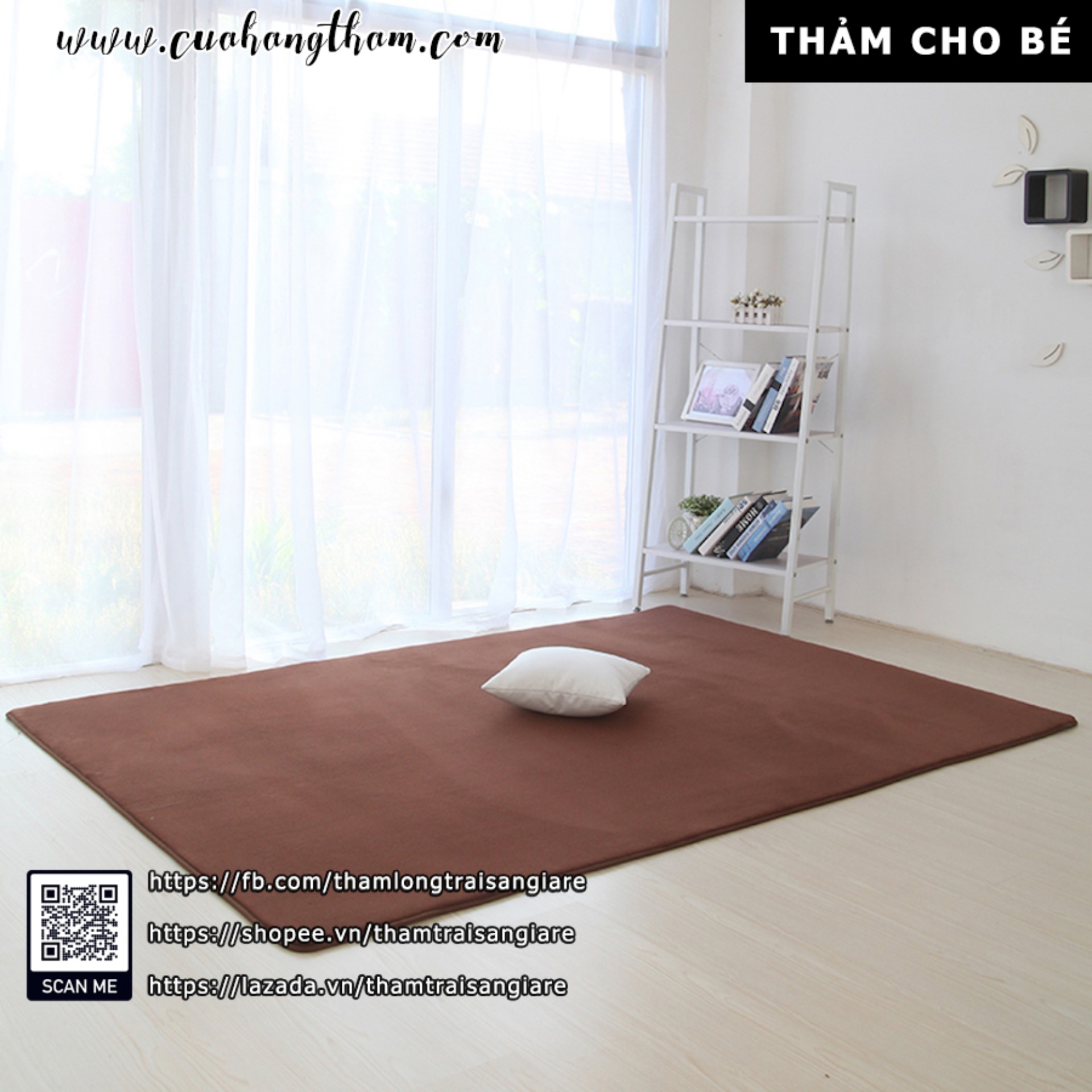 Thảm trải sàn cho bé màu nâu | mềm mịn | an toàn | giá rẻ | kho tphcm