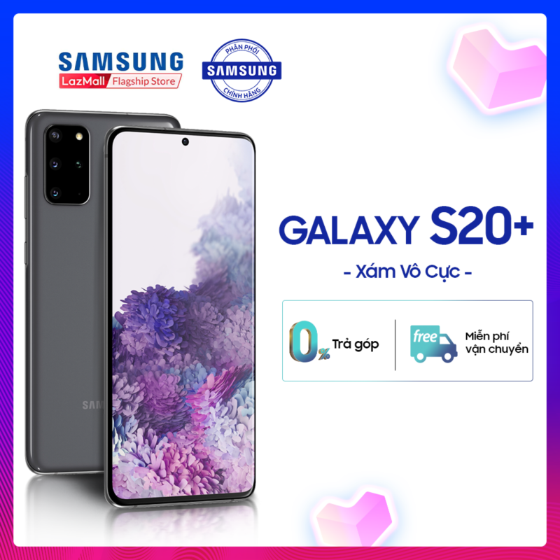 Điện thoại Samsung Galaxy S20 PLUS 128GB/RAM 8GB - Màn hình Dynamic AMOLED 2X, 6.7 inch, Quad HD+ (2K+) - Thu phóng chuẩn không gian 30x - Quay phim điện ảnh 8K & chụp một chạm đa kết quả - Pin 4500mAH, sạc nhanh - Hàng phân phối chính hãng