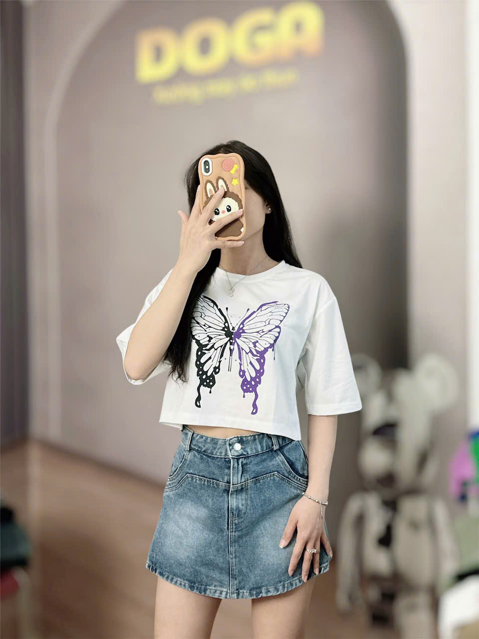 Ao Thun croptop in hình cánh bướm đẹp