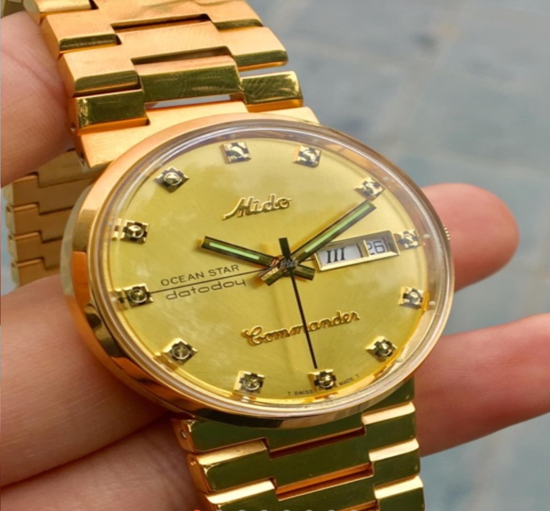 {LAZADA ĐỒNG HỒ HÀNG HIỆU } Đồng hồ Nam Commander Thụy Sỹ Cổ Máy Bọc Vàng 14k