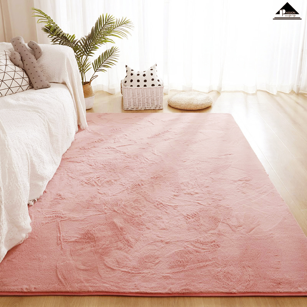 Thảm Lông Thỏ Sợi Lông Sát Mềm Mại Đế Canvas Thảm Trang Trí Cao Cấp