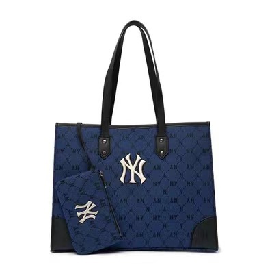 Hàn quốc mlb túi tote nam nữ jacquard đầy đủ tiêu chuẩn ny túi đeo vai xách tay túi mua sắm mẹ con dung tích lớn thời trang