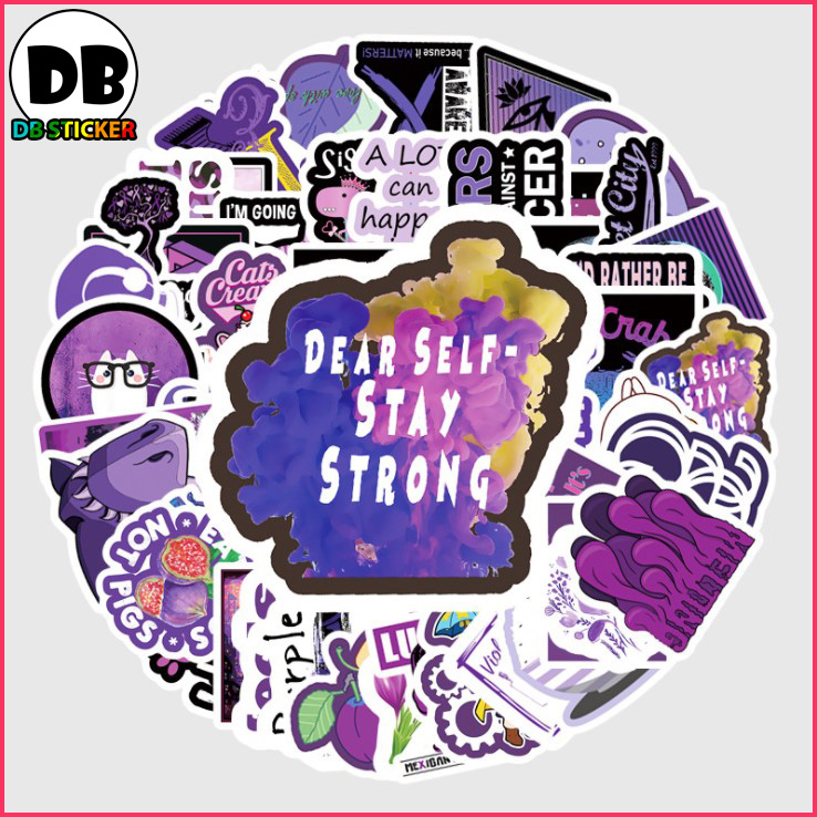 [Set 64 Cái] Sticker dán mũ bảo hiểm, laptop màu tím mộng mơ - DB.066