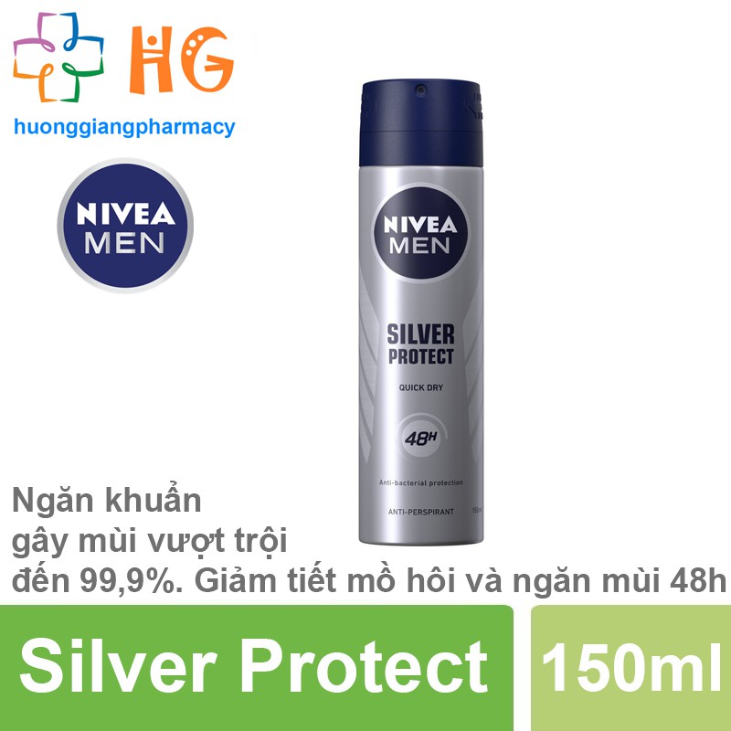 Xịt ngăn mùi NIVEA MEN Silver Protect - Phân tử bạc kháng khuẩn