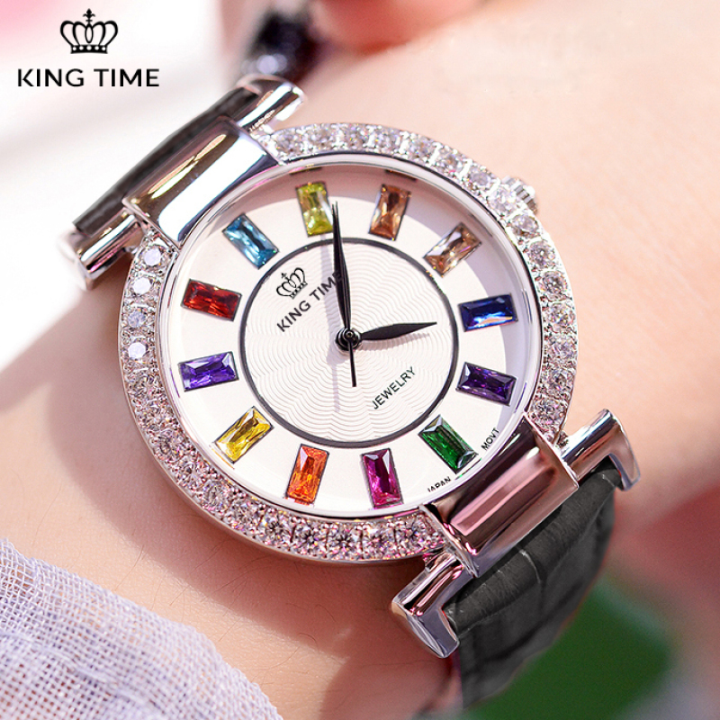 Đồng hồ nữ KING TIME Đính Đá 7 màu Rainbow nổi bật