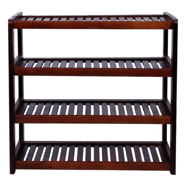 Kệ dép gỗ cao su 4 tầng dài 80cm