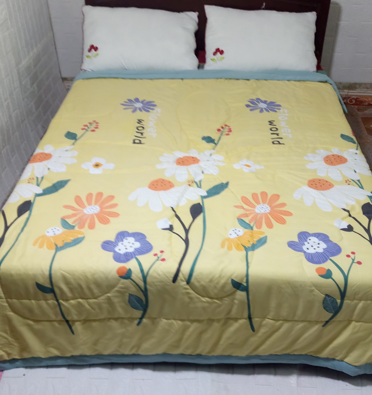 Chăn mền, chăn hè vải cotton đũi zaza hom mát dịu mùa hè 2m x2m3 hoa vàng