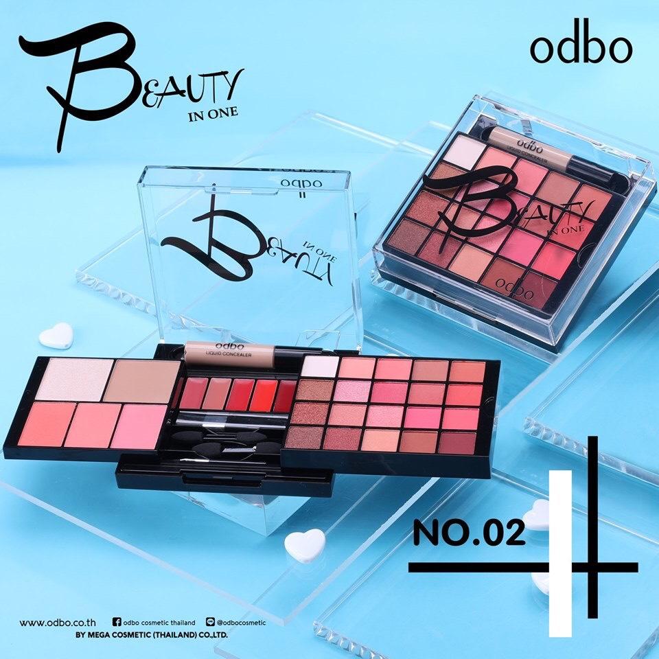 [Odbo] Bộ mỹ phẩm trang điểm Phấn phủ+mắt nhũ+Má hồng+highlight Thái Lan