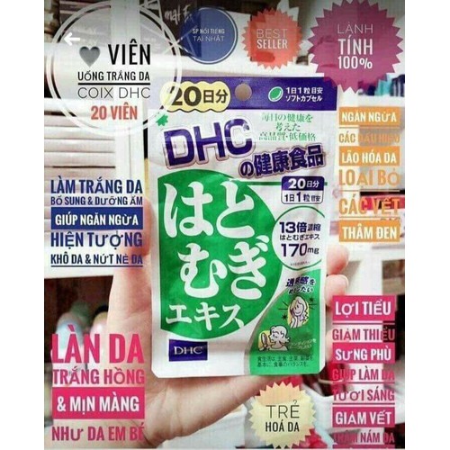 Viên uống trắng da DHC Supplement Coix Extract 20 ngày