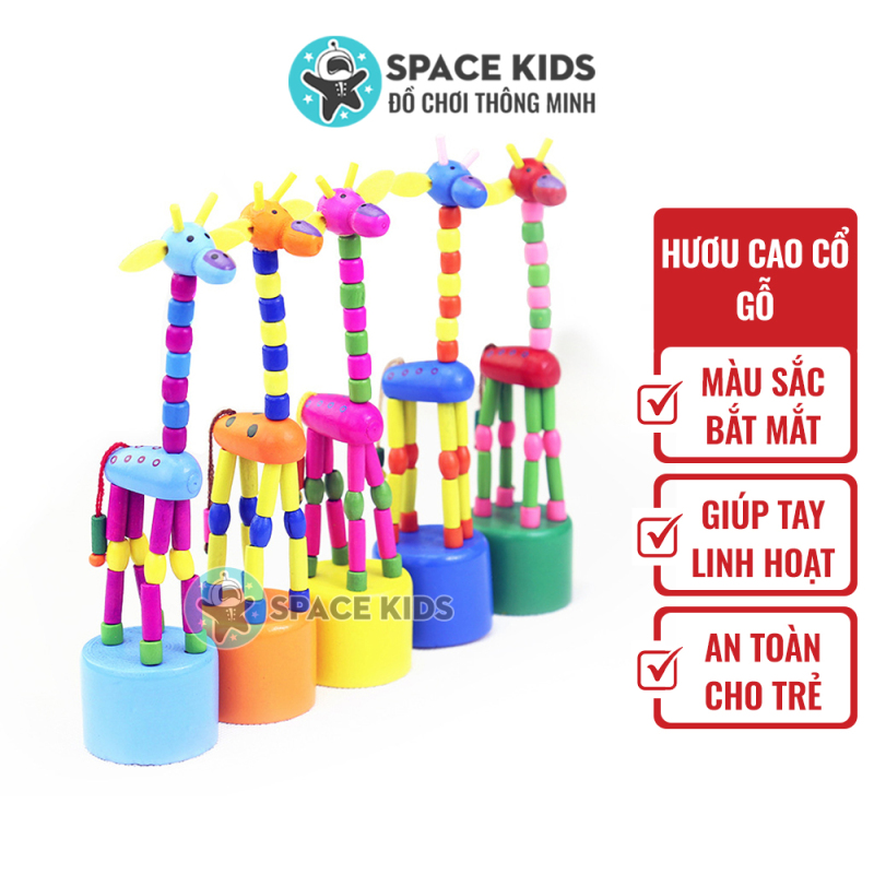 Đồ chơi gỗ cho bé Space Kids Hươu cao cổ thay đổi tư thế, nhiều màu sắc cho bé giúp tay linh hoạt