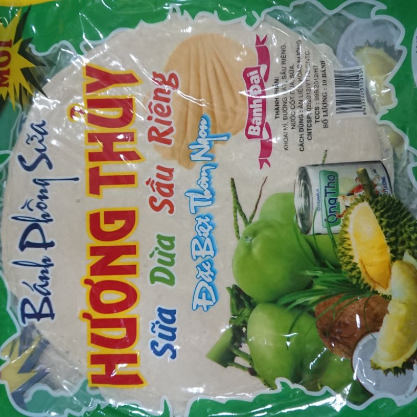 bánh phồng sữa sầu riêng dừa (2 gói)