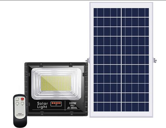 Đèn pha LED năng lượng mặt trời 100W JINDIAN JD-8800L Solar Light - Điện Việt. Tiết kiệm điện năng An toàn khi sử dụng