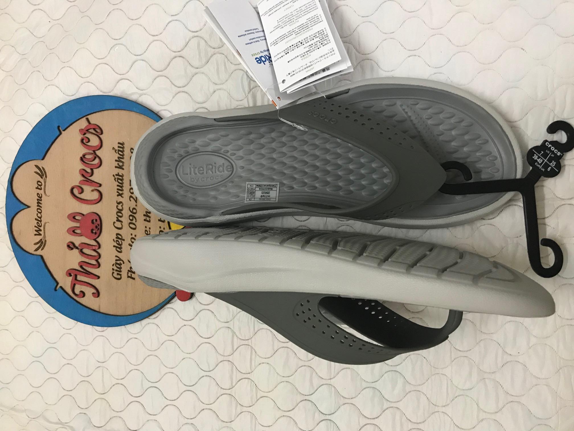 Dép xỏ ngón Crocs LiteRide siêu êm (Xám/Xám)