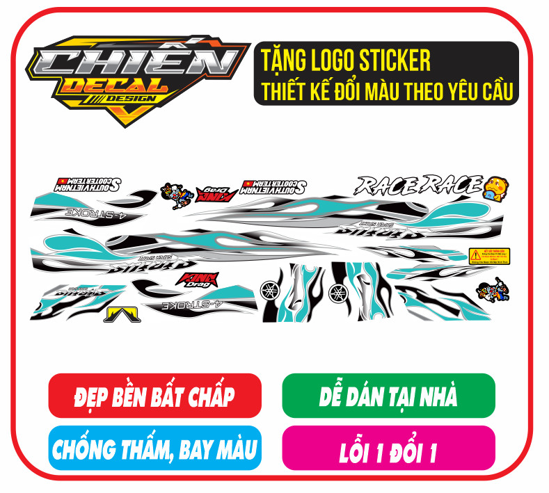 Tem rời sirius lửa trắng xanh ngọc ( tem 3 lớp siêu bền)