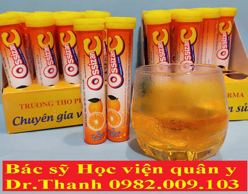 Ossizan C - C sủi - Bổ sung Vitamin C hương vị cam - Tăng cường sức đề kháng, ngăn ngừa virus - 1 Tuýt 20 viên