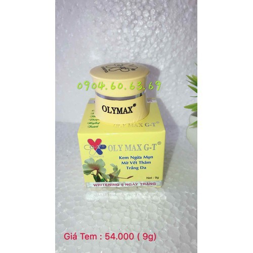 Kem Nghệ Ngừa Mụn Mờ Vết Thâm Trắng Da 9h OLY MAX G-T olymax