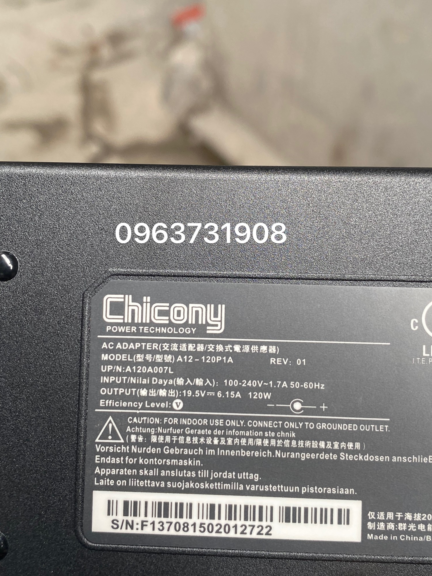 Sạc laptop msi chicony 19.5v-6.15a 120w bản gốc bảo hành 12 tháng
