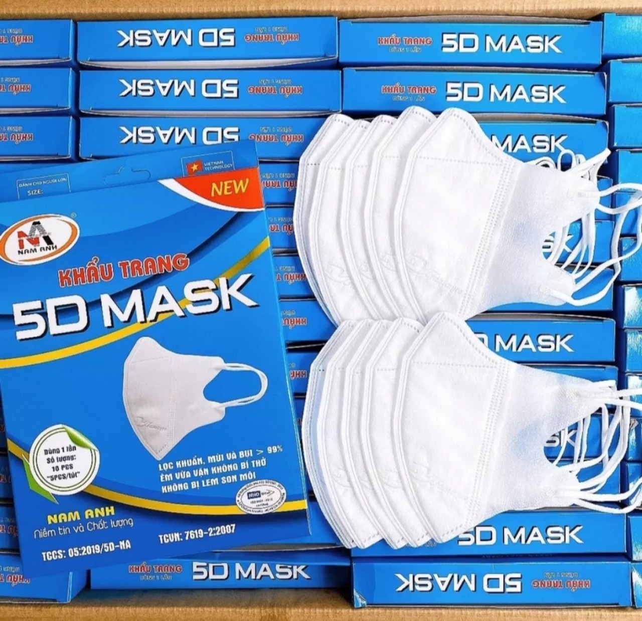 [HCM]Hộp 10 cái khẩu trang 5D màu TRẮNG