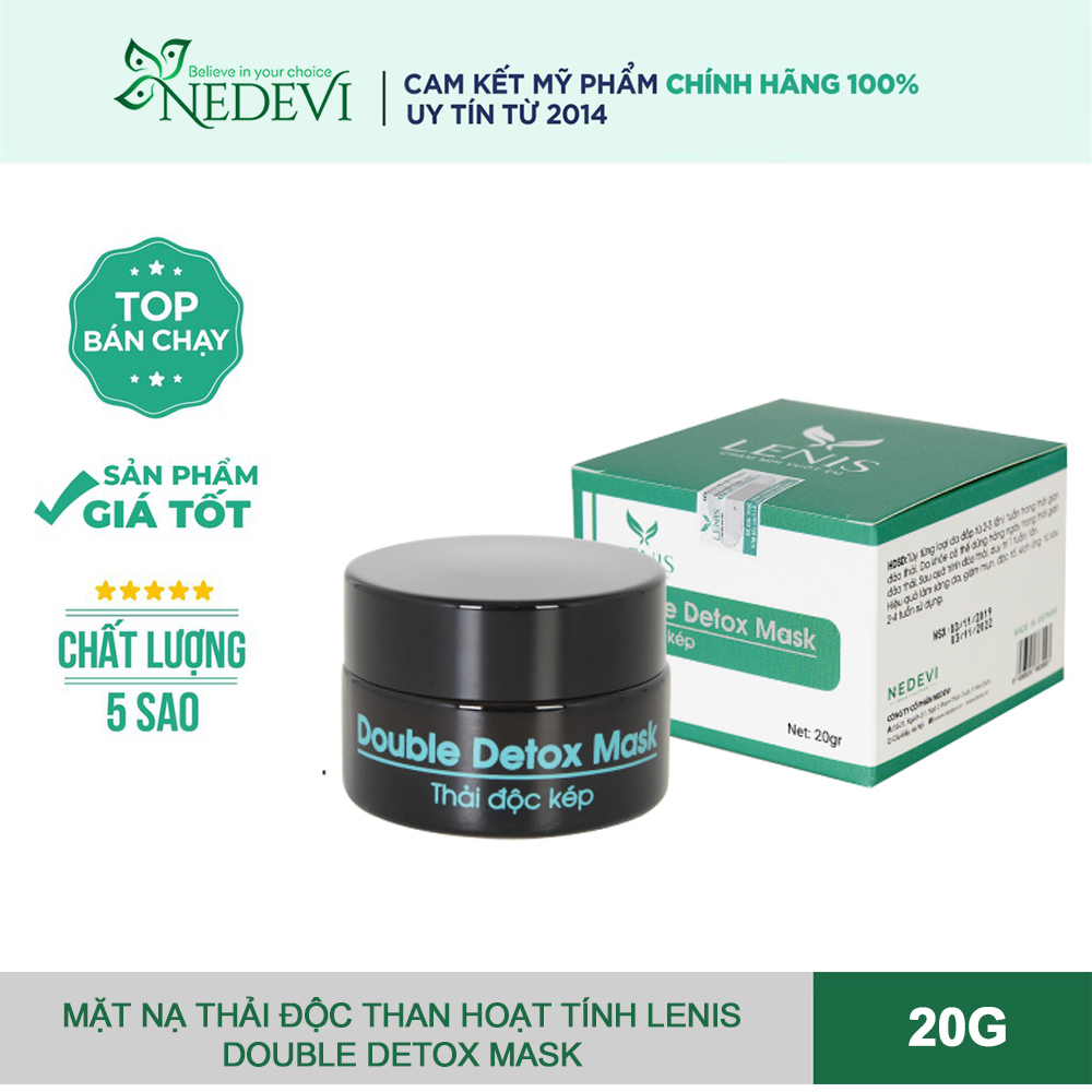 Mặt nạ thải độc Lenis Double Detox Mask 20 gr làm sạch sâu và loại bỏ độc tố trên da