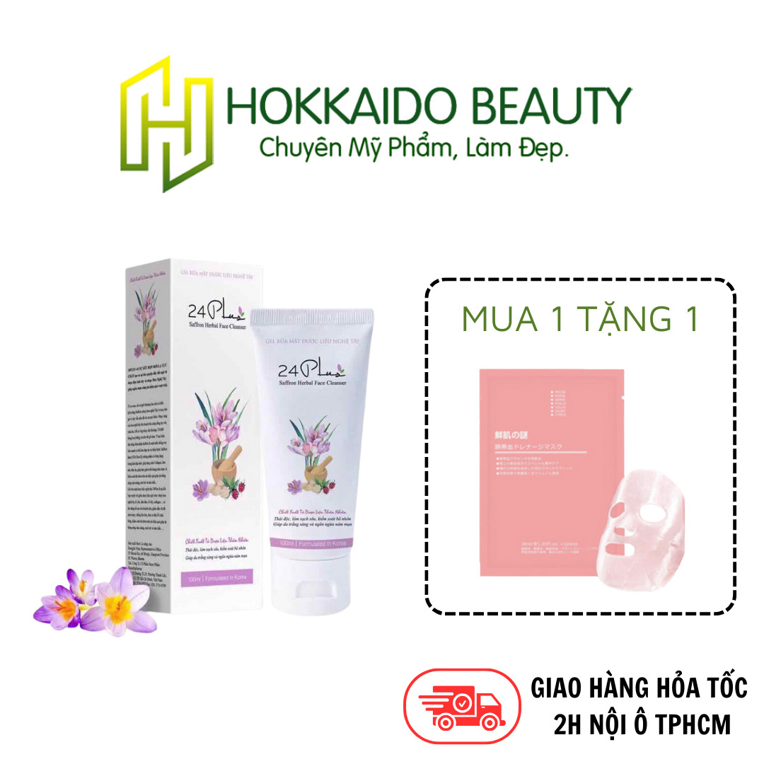 GEL RỬA MẶT DƯỢC LIỆU NGHỆ TÂY 24Plus 100ml (Dược mỹ phẩm thuần Chay)