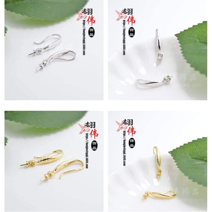 1 cặp chốt gắn hạt ngọc trai làm bông tai xi mạ vàng hoặc bạch kim - ngọc trai trường thịnh