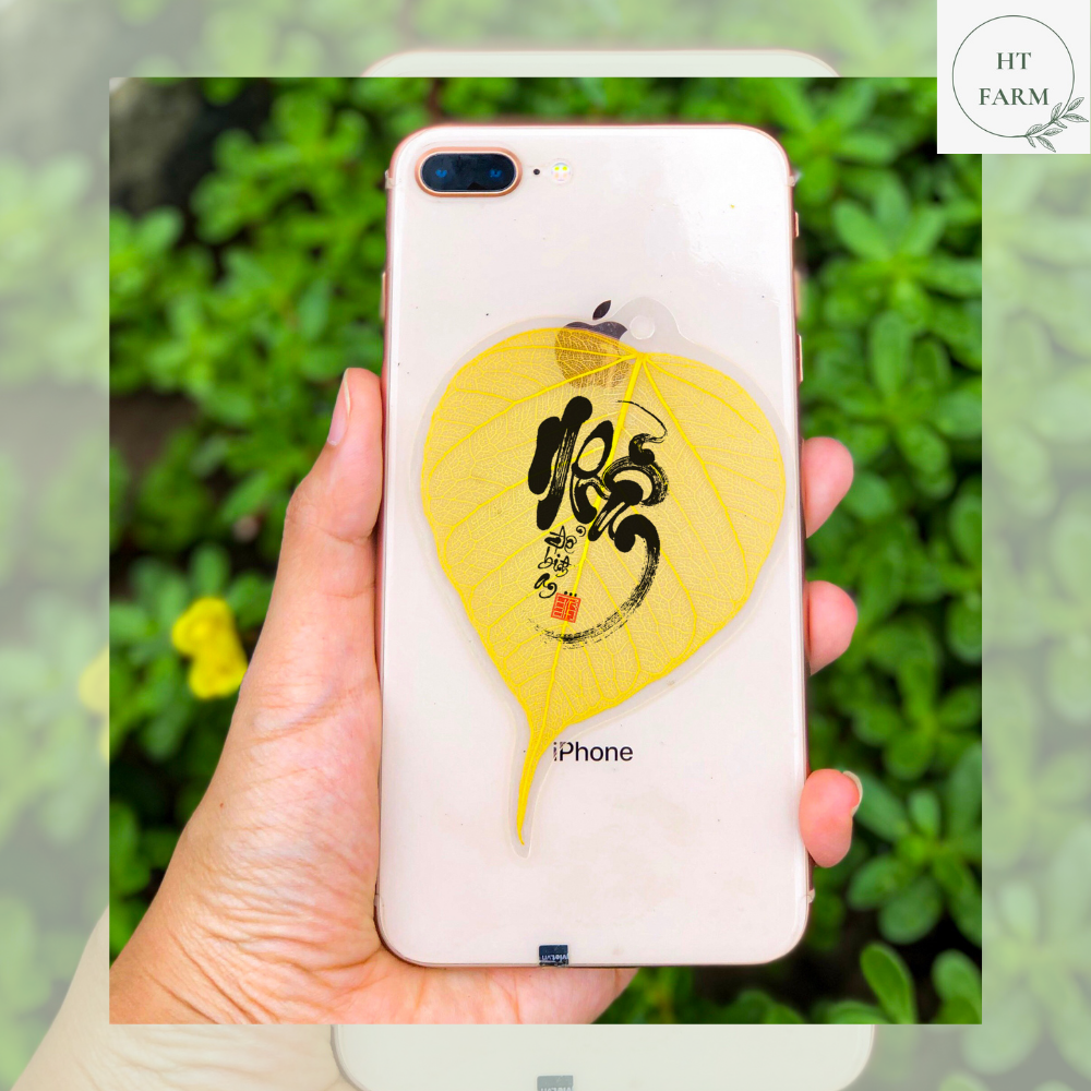 Lá Bồ Đề thư pháp - chữ Nhẫn (Cầu Bình An – May mắn, Ốp điện thoại, Hàng loại 1)
