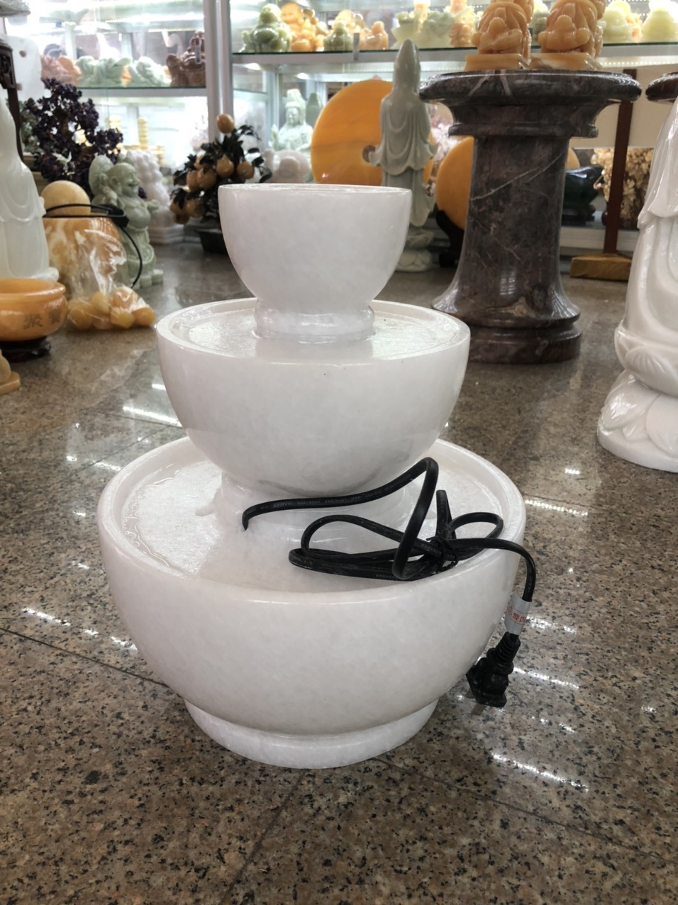 Thác nước phong thủy luân hồi đá cẩm thạch trắng - Cao 30cm và 40cm