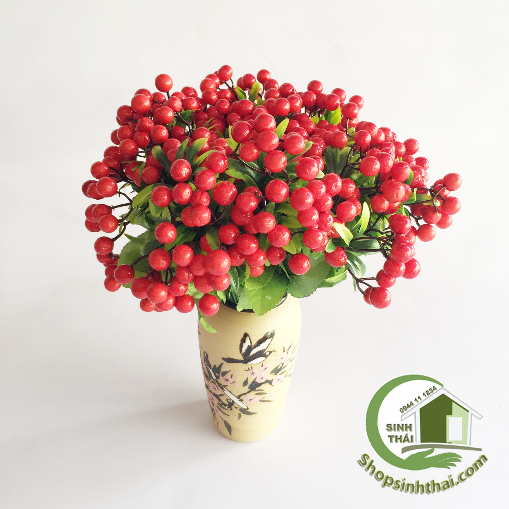 [HCM]Cành trái cây giả - bụi quả cherry màu đỏ