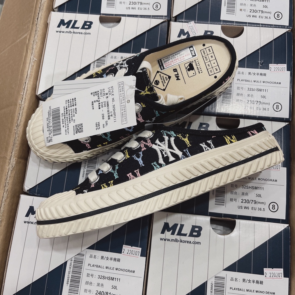 Giày Mlb Đạp Gót Mule Monogram - Playball Mule Monogram New York Yankees
