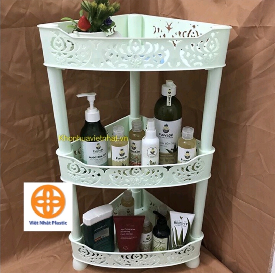 Kệ hình tam giác hoa văn nhựa Việt Nhật cao cấp. Kích thước: 3 tầng 36 x 25 x 61cm. 2 tầng 36 x 25 x 34 cm