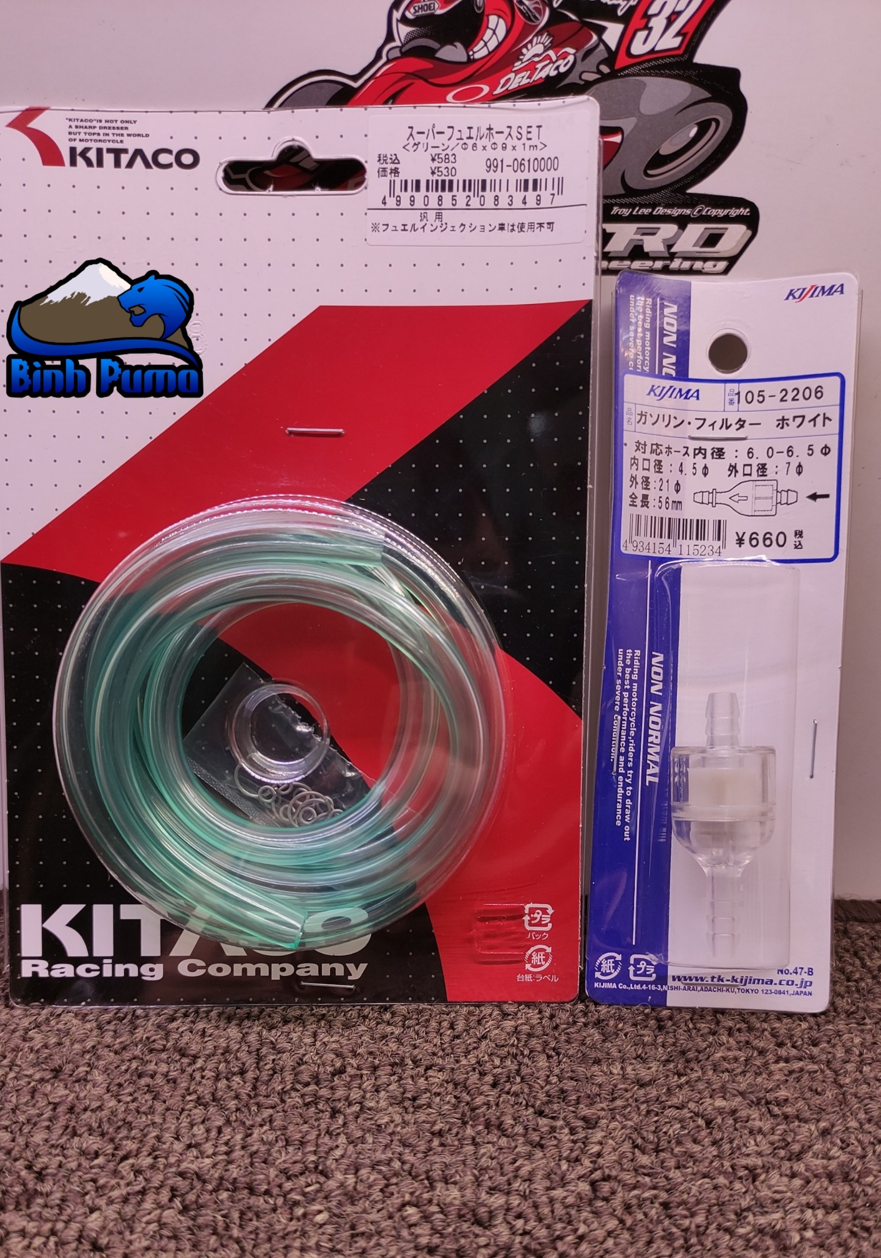 Combo dây xăng xanh kitaco 6mm & lọc trắng kijima