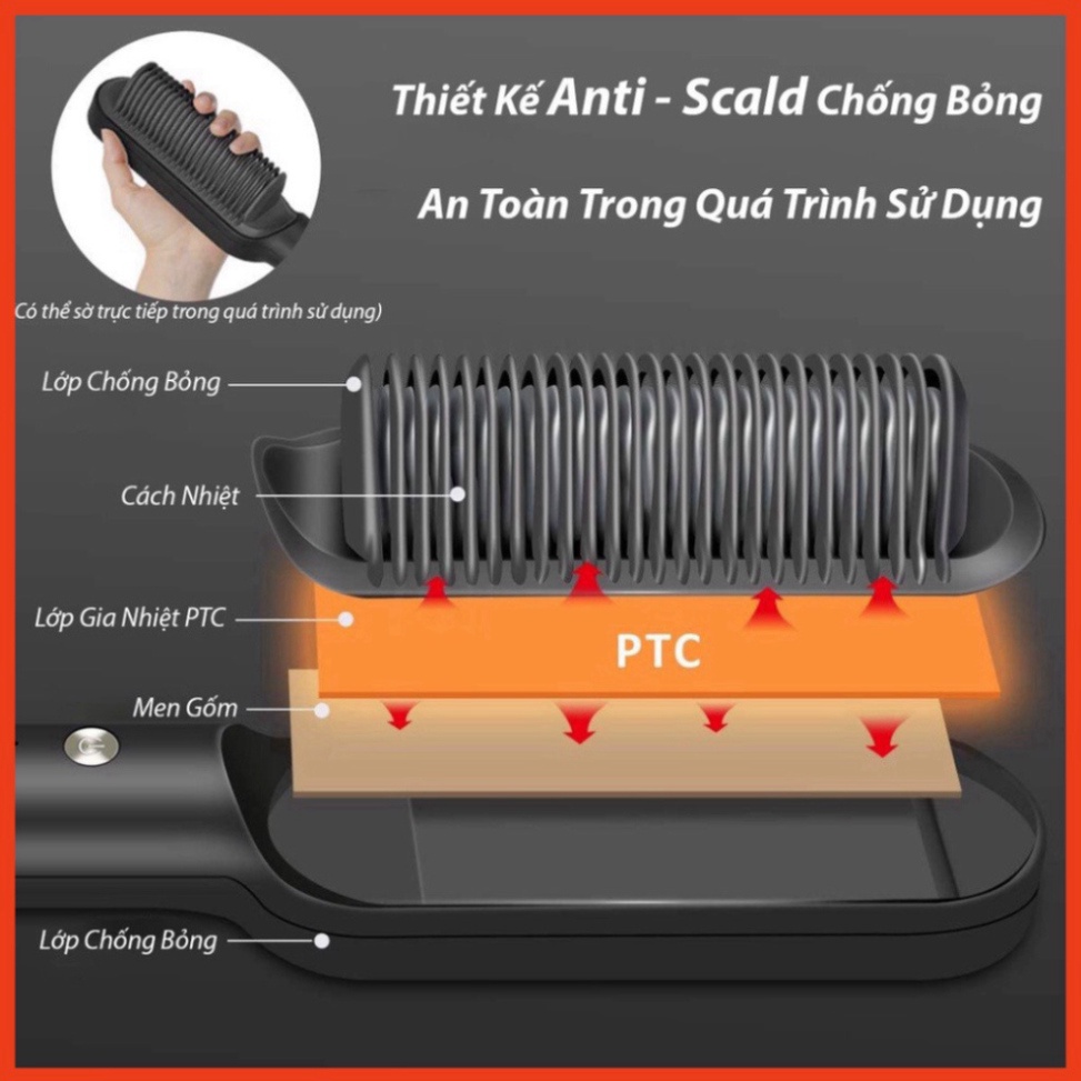 Lược điện chải tóc thẳng tạo kiểu tóc phù hợp