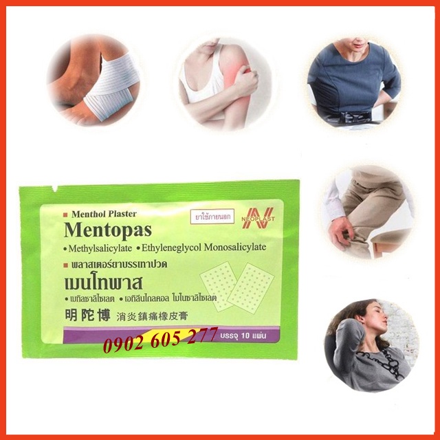 1 Gói Cao Dán Mentopas Neoplast Thái Lan (1 Gói 10 miếng)