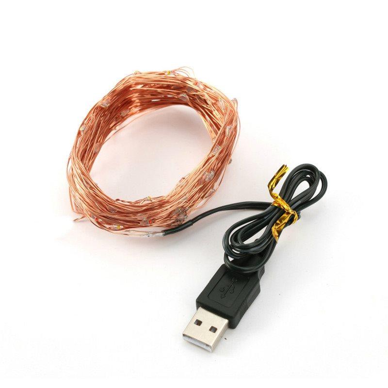 Đèn LED trang trí Dây đồng dài 2m 20 bóng nguồn USB