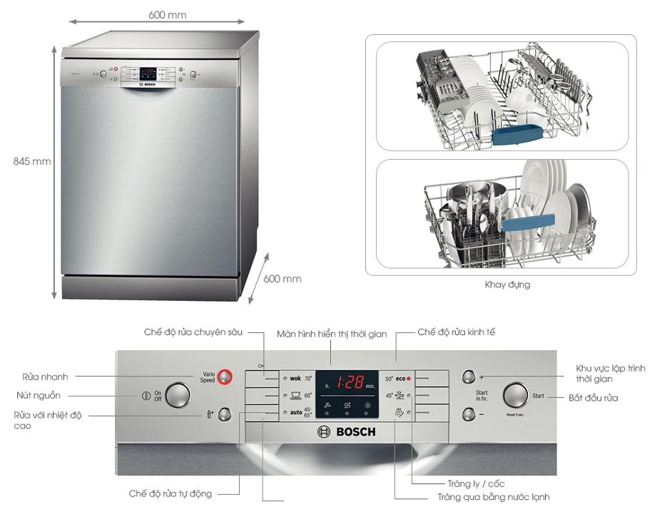 [Trả góp 0%]Máy Rửa Bát Độc Lập Bosch SMS63L08EA