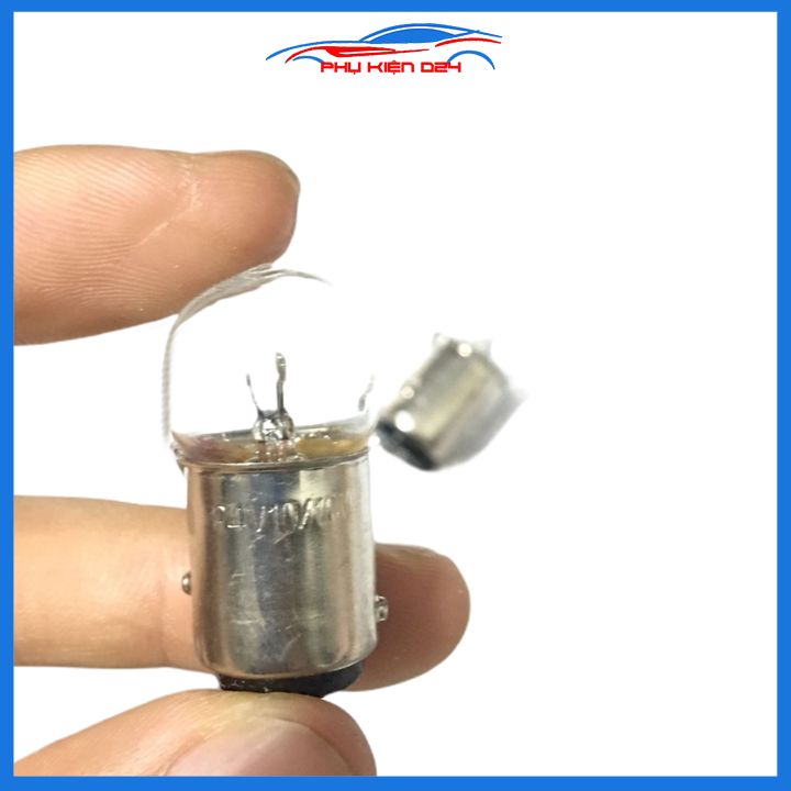 Bóng đèn phanh đèn thắng xi nhan ô tô, xe máy đui cài 2 tóc 10w 24v chân cài lệch hàng Sun Shing